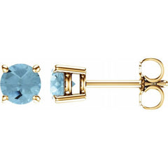 14K Yellow Gold 5 mm Natural Aquamarine Earrings