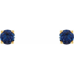 14K Yellow Gold 5 mm Natural Blue Sapphire Earrings