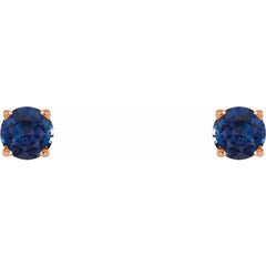 14K Rose Gold 4 mm Natural Blue Sapphire Earrings