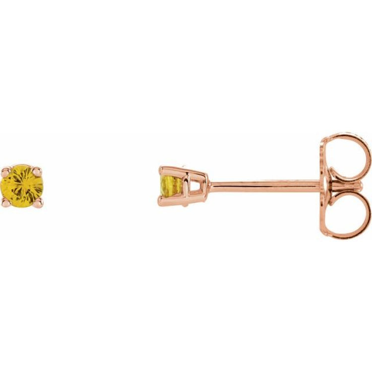 14K Rose Gold 2.5 mm Natural Yellow Sapphire Earrings