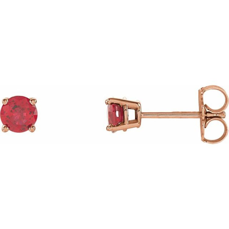14K Rose Gold 4 mm Natural Ruby Earrings