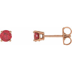 14K Rose Gold 4 mm Natural Ruby Earrings