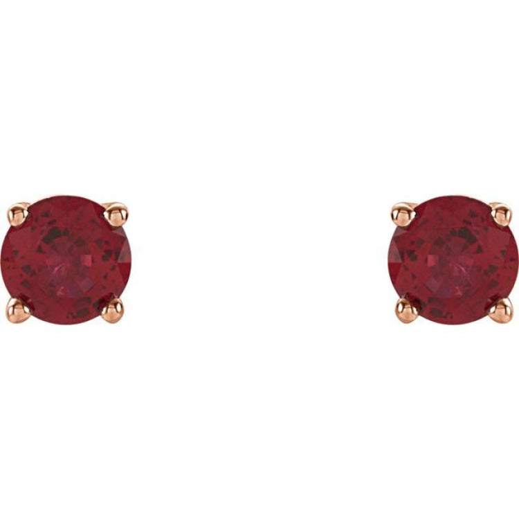 14K Rose Gold 4 mm Natural Ruby Earrings