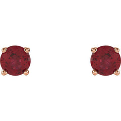 14K Rose Gold 4 mm Natural Ruby Earrings