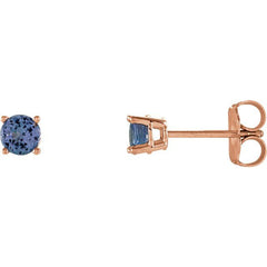 14K Rose Gold 4 mm Natural Tanzanite Earrings