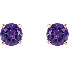 14K Rose Gold 5 mm Natural Amethyst Earrings