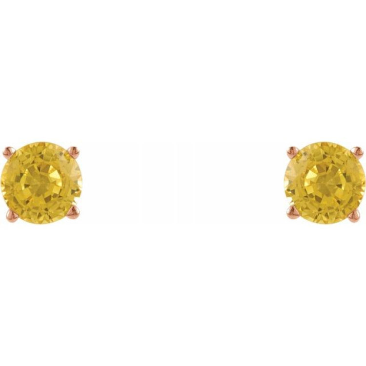 14K Rose Gold 5 mm Natural Yellow Sapphire Earrings