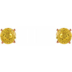 14K Rose Gold 5 mm Natural Yellow Sapphire Earrings