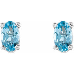 14K White Natural Aquamarine Earrings