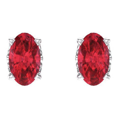 14K White Lab-Grown Ruby Earrings