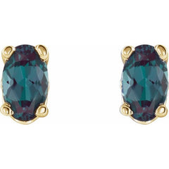 14K Yellow Lab-Grown Alexandrite Earrings