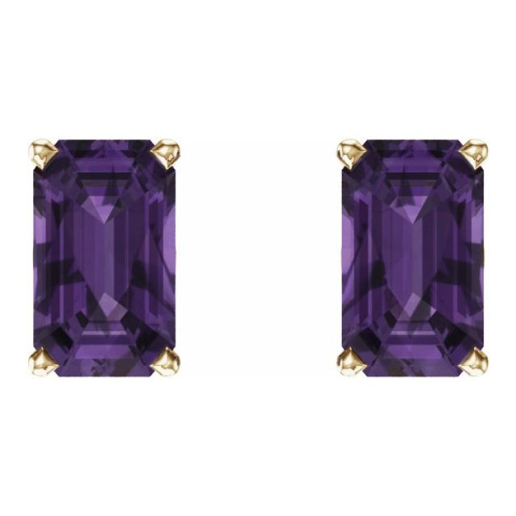 14K Yellow Natural Amethyst Earrings