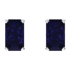 14K White Lab-Grown Blue Sapphire Earrings