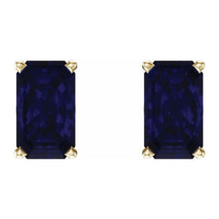 14K Yellow Lab-Grown Blue Sapphire Earrings