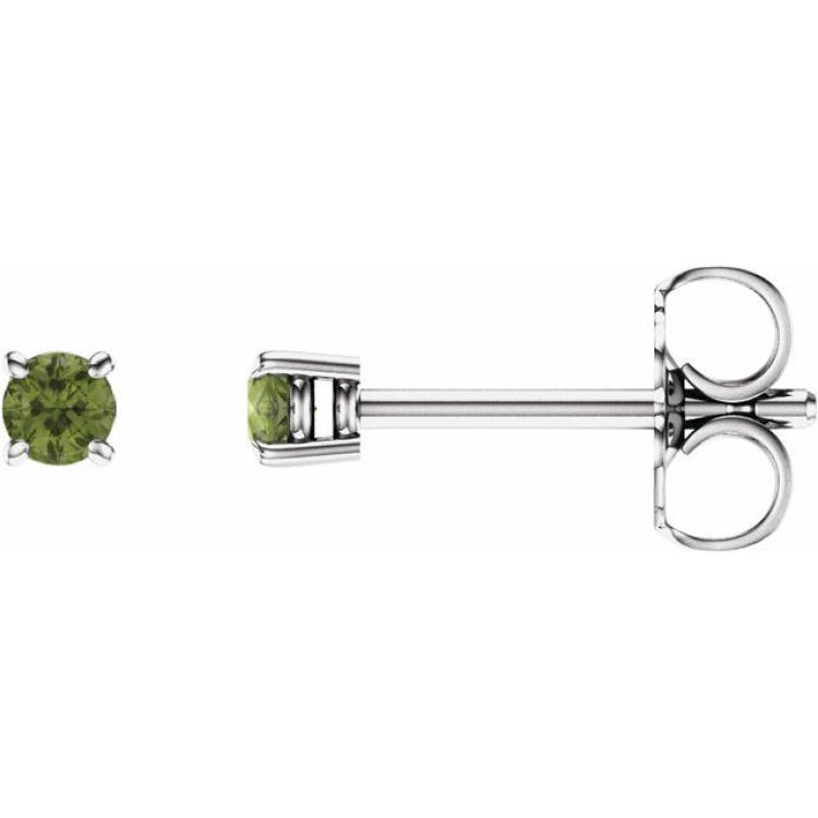 14K White Gold 2.5 mm Natural Peridot Earrings