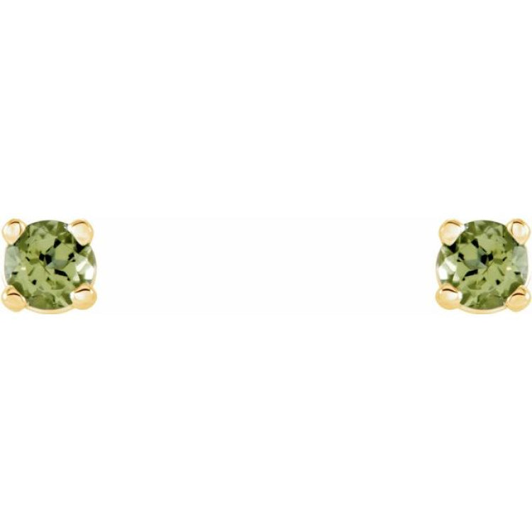 14K Yellow Gold 2.5 mm Natural Peridot Earrings