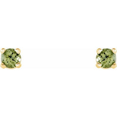 14K Yellow Gold 2.5 mm Natural Peridot Earrings