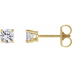14K Yellow Gold 4 mm Natural White Sapphire Earrings