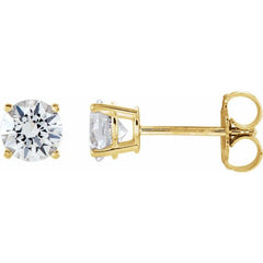 14K Yellow Gold 5 mm Natural White Sapphire Earrings