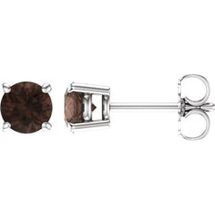 14K White Gold 5 mm Natural Smoky Quartz Earrings