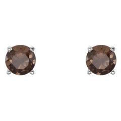 14K White Gold 5 mm Natural Smoky Quartz Earrings