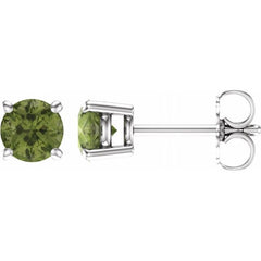 14K White Gold 5 mm Natural Peridot Earrings