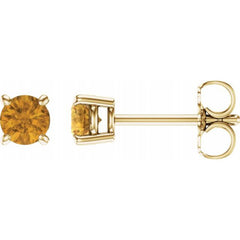 14K Yellow Gold 4 mm Natural Citrine Earrings