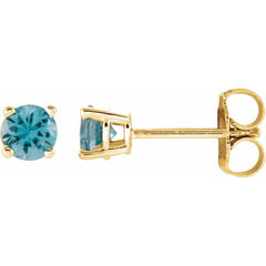 14K Yellow Gold 2.5 mm Natural Sky Blue Topaz Earrings