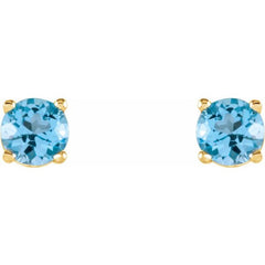 14K Yellow Gold 4 mm Natural Sky Blue Topaz Earrings