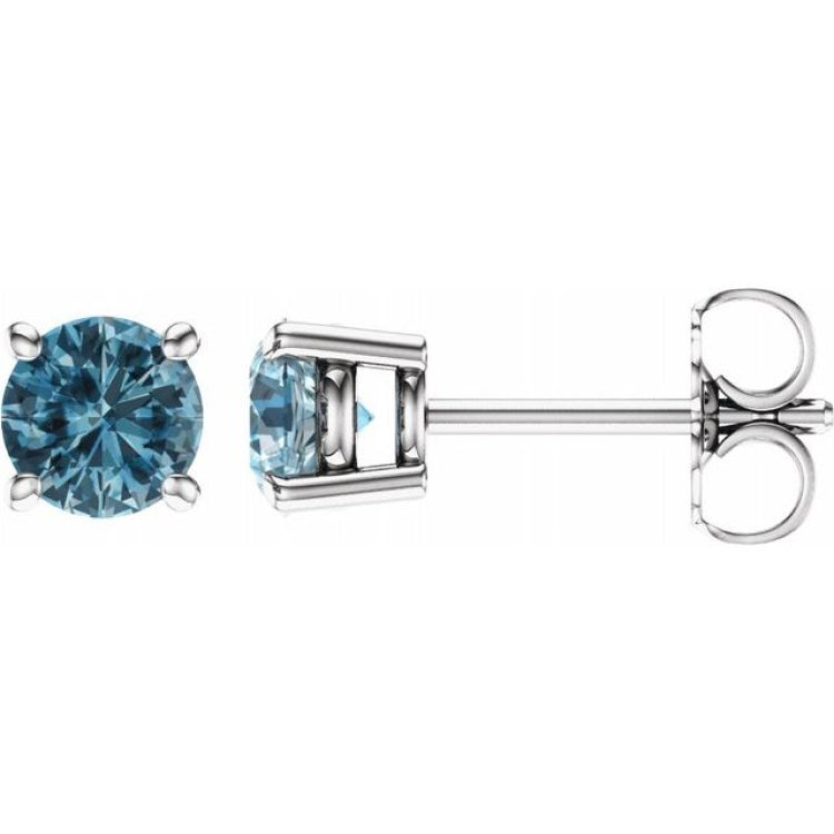 14K White Gold 5 mm Natural Sky Blue Topaz Earrings