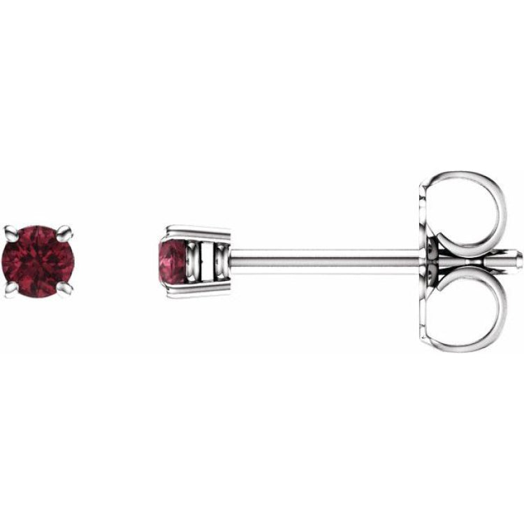 14K White Gold 2.5 mm Natural Mozambique Garnet Earrings