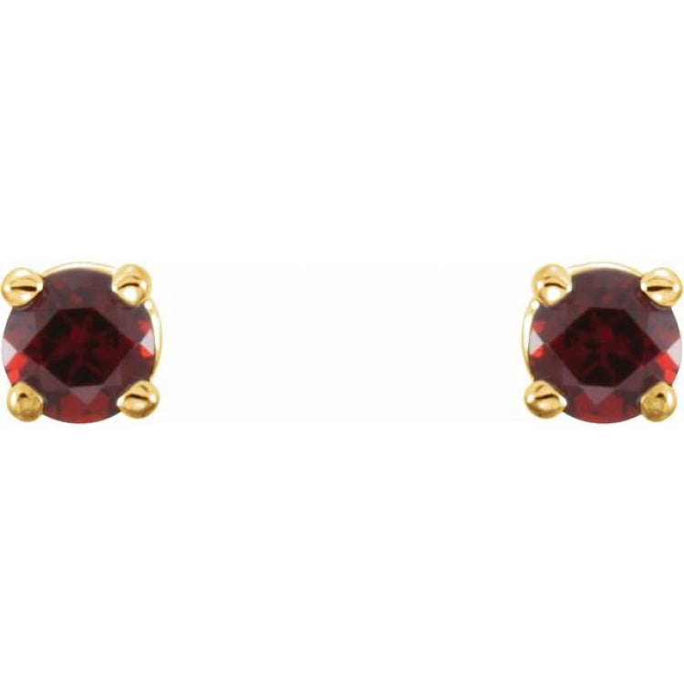 14K Yellow Gold 2.5 mm Natural Mozambique Garnet Earrings