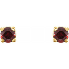14K Yellow Gold 2.5 mm Natural Mozambique Garnet Earrings