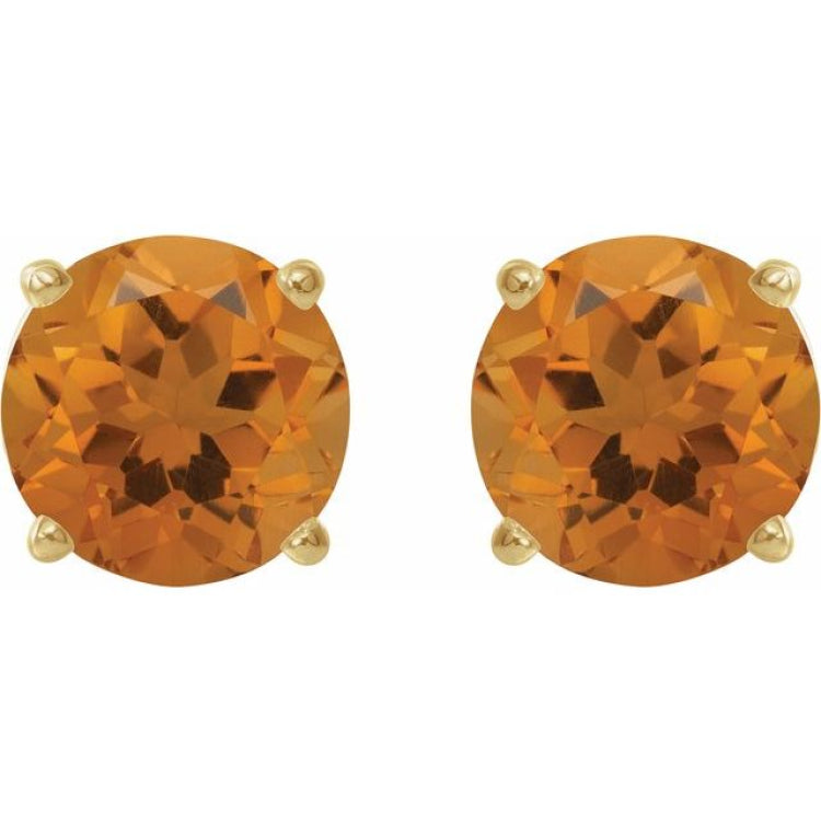 14K Yellow Gold 5 mm Natural Citrine Earrings