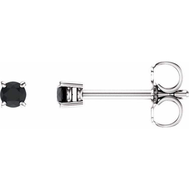 14K White Gold 2.5 mm Natural Black Onyx Earrings