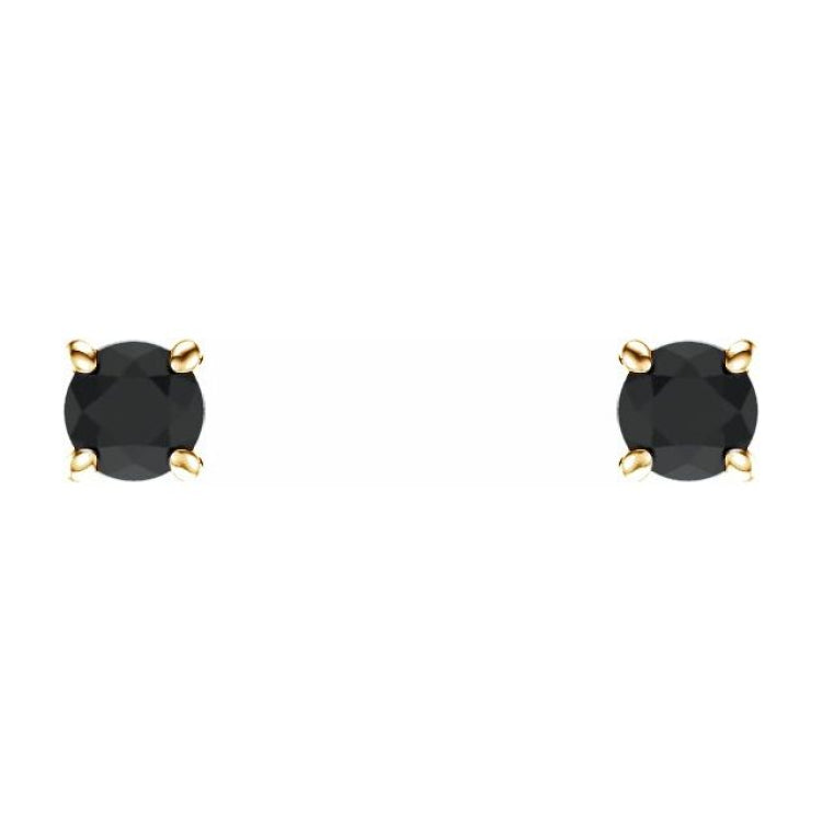 14K Yellow Gold 2.5 mm Natural Black Onyx Earrings