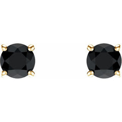 14K Yellow Gold 5 mm Natural Black Onyx Earrings