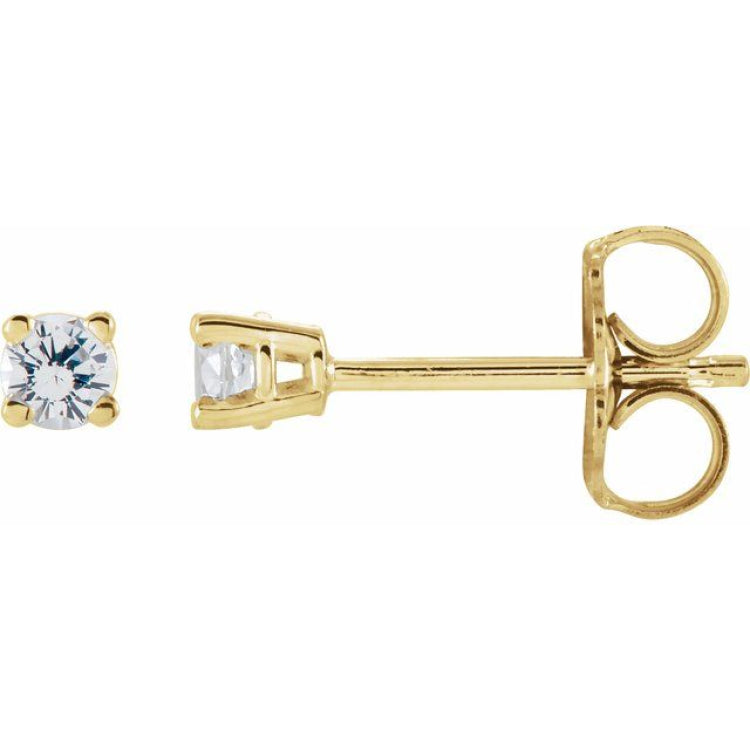 14K Yellow Gold 2.5 mm Natural White Sapphire Earrings