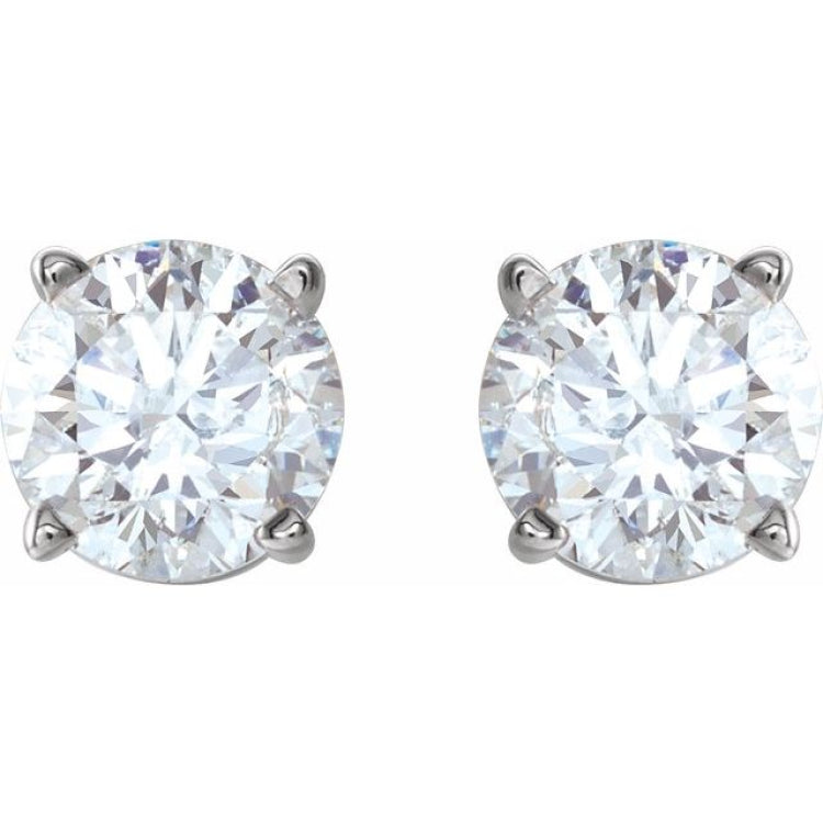 14K White Gold 4 mm Natural White Sapphire Earrings