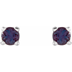 14K White Gold 2.5 mm Lab-Grown Alexandrite Earrings