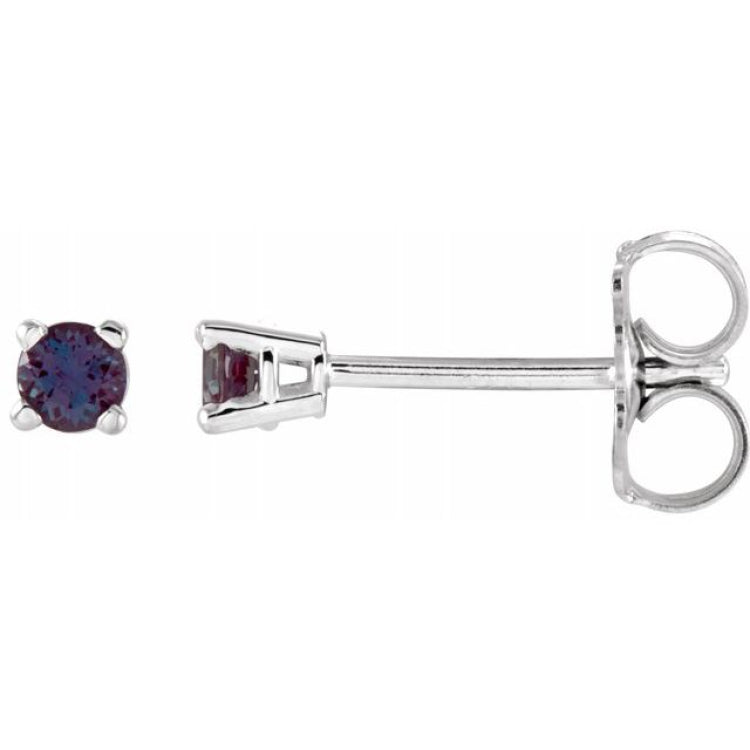 14K White Gold 2.5 mm Lab-Grown Alexandrite Earrings