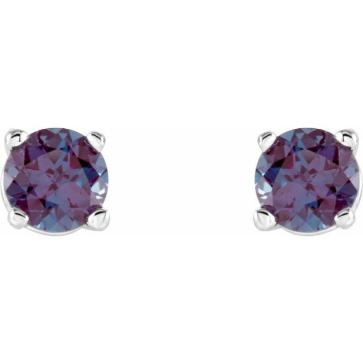 14K White Gold 4 mm Lab-Grown Alexandrite Earrings