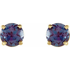 14K Yellow Gold 5 mm Lab-Grown Alexandrite Earrings