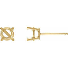 14K Yellow Gold 5 mm Natural Smoky Quartz Earrings