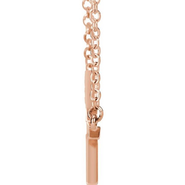14K Rose 17x9 mm Sideways Cross 16-18" Necklace