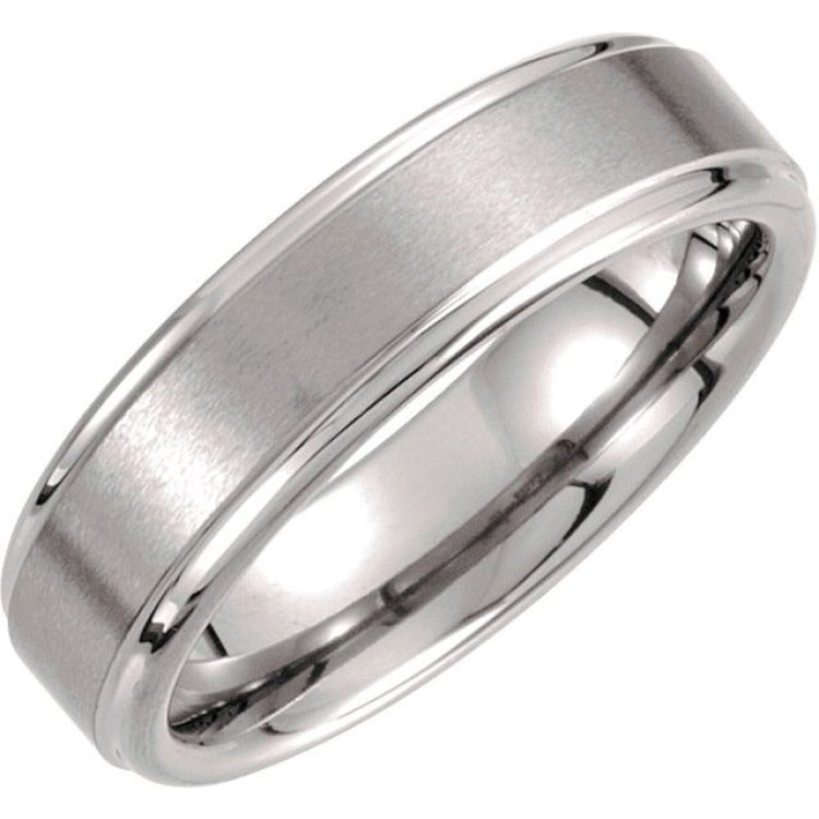 Tungsten 6 mm Stepped-Edge Inlay Comfort-Fit Band  Size 11.5