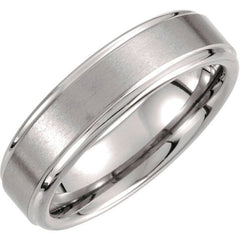 Tungsten 6 mm Stepped-Edge Inlay Comfort-Fit Band  Size 11.5