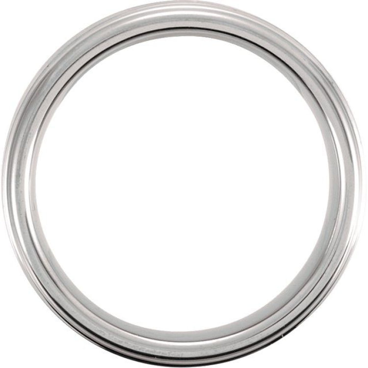 Tungsten 6 mm Stepped-Edge Inlay Comfort-Fit Band  Size 11.5