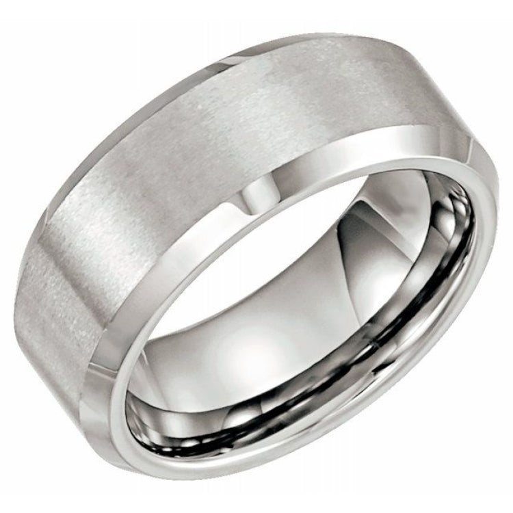 Tungsten 8 mm Beveled-Edge Comfort-Fit Band Size 12