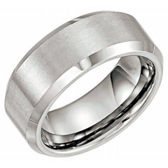 Tungsten 8 mm Beveled-Edge Comfort-Fit Band Size 12